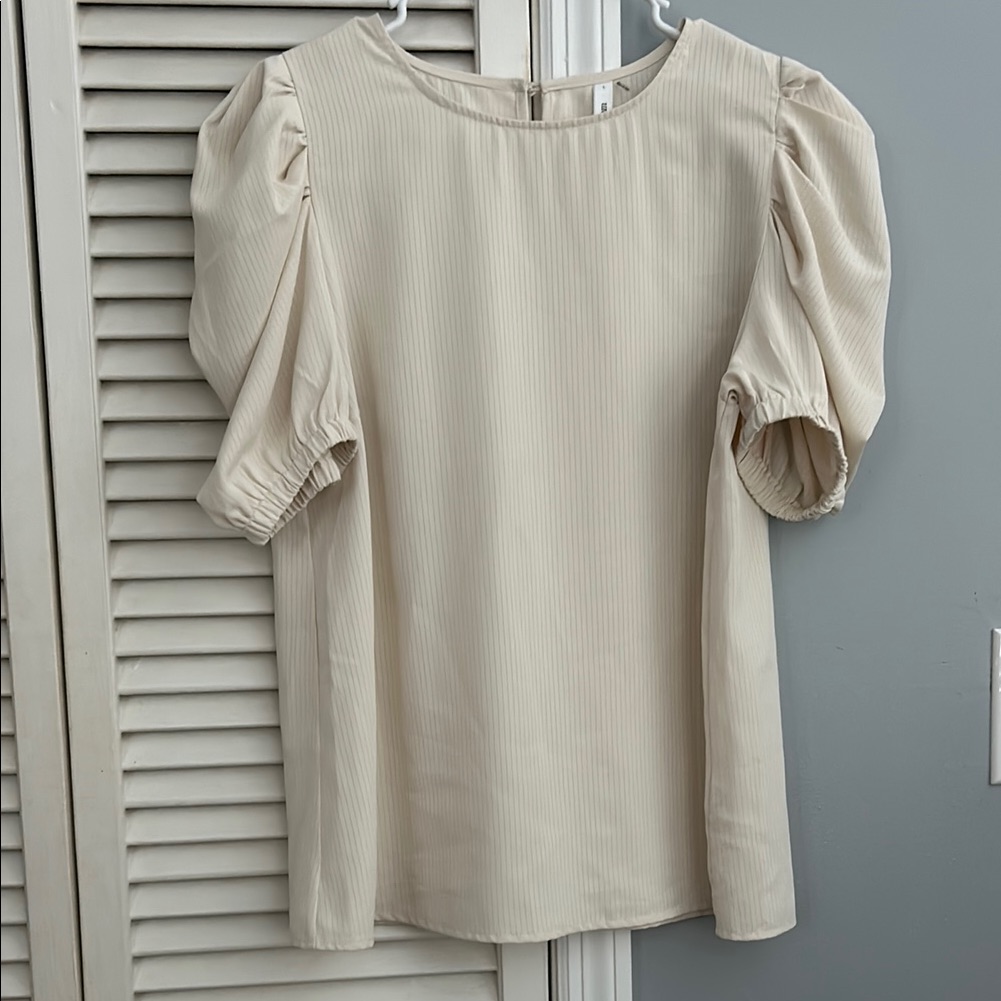 Elegant Cream Puff Sleeve Top